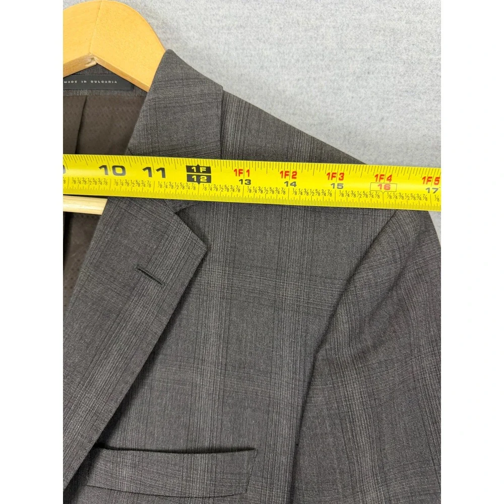 Hugo Boss Reda Super 110 Wool Blazer Mens 34R Charcoal‎ Grey Glen Check Sport